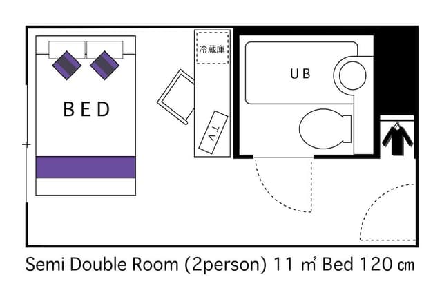 Semi Double Room (LAN cable available), Non Smoking (for 2 People)