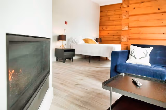 Superior Studio, 1 Queen Bed, Fireplace, Lake View