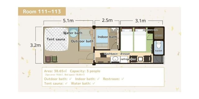 Room (No.111-113, Bath(Indoor+Open-air))