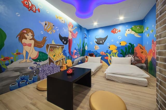 The bottom of the sea themed family room