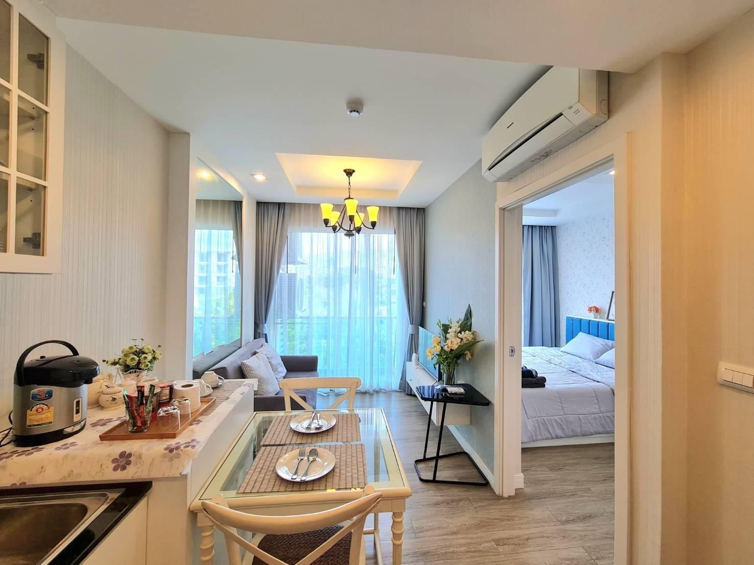 อพาร์ตเมนต์ 1 ห้องนอน 1 ห้องน้ำส่วนตัว ขนาด 31 ตร.ม. – บางแสน (Aster room @The Blu X condo B)2