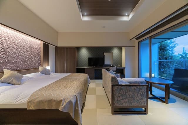 Japanese Western Style Twin Room, Ocean view with Open-air bath (Second floor)