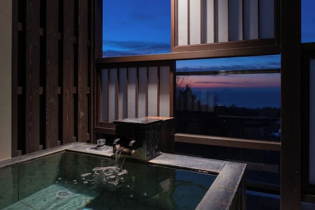 Japanese Western Style Twin Room, Ocean view with Open-air bath (Second floor)
