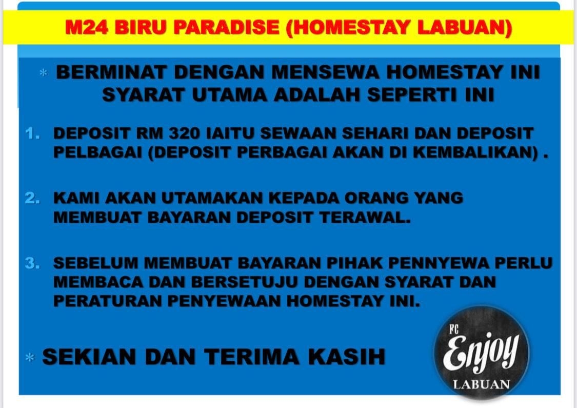อพาร์ตเมนต์ 4 ห้องนอน 2 ห้องน้ำส่วนตัว ขนาด 1020 ตร.ม. – กัมปุง เบบุโละห์ (Homestay Vvip M24 G. Flr Tmn Mutiara Lbn ( Biru))0