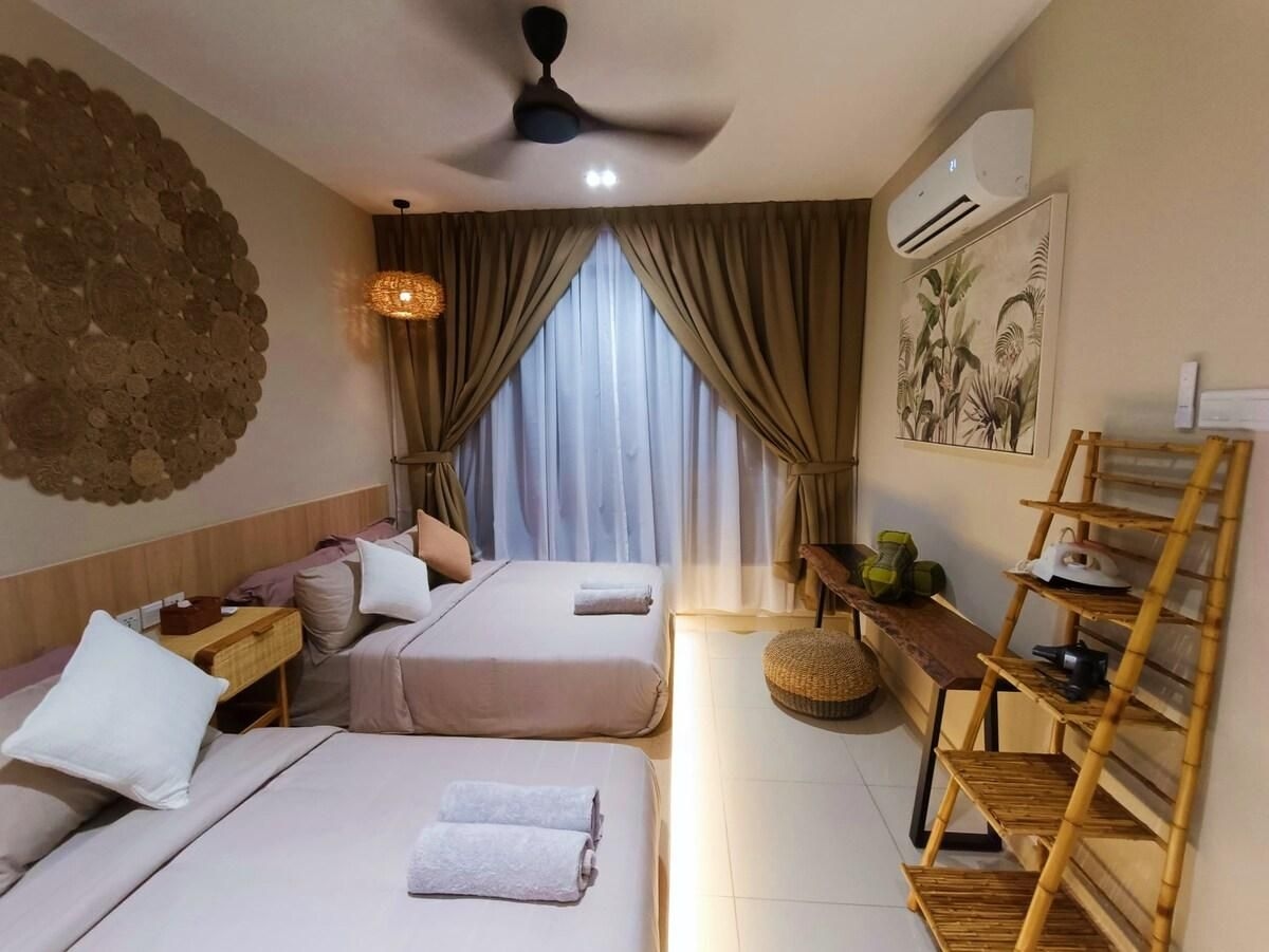บาหลี 1 ห้องนอน รองรับ 4 คน / พรีเมียม ไอดี / อ่างอาบน้ำ / สวนน้ำ / วิวทะเล (Bali 1BR 4Pax/Premium ID/Bathtub/WaterPark/Seaview)4