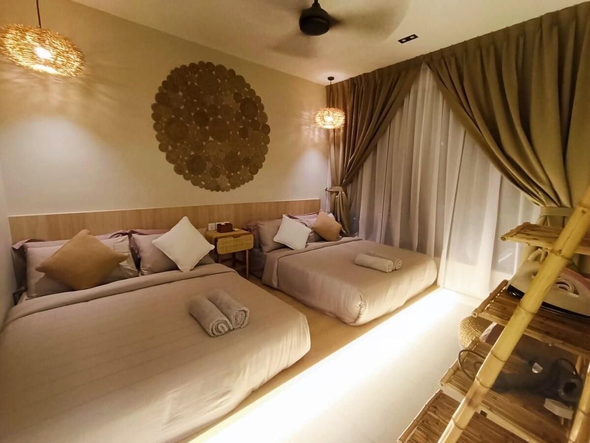 บาหลี 1 ห้องนอน รองรับ 4 คน / พรีเมียม ไอดี / อ่างอาบน้ำ / สวนน้ำ / วิวทะเล (Bali 1BR 4Pax/Premium ID/Bathtub/WaterPark/Seaview)3