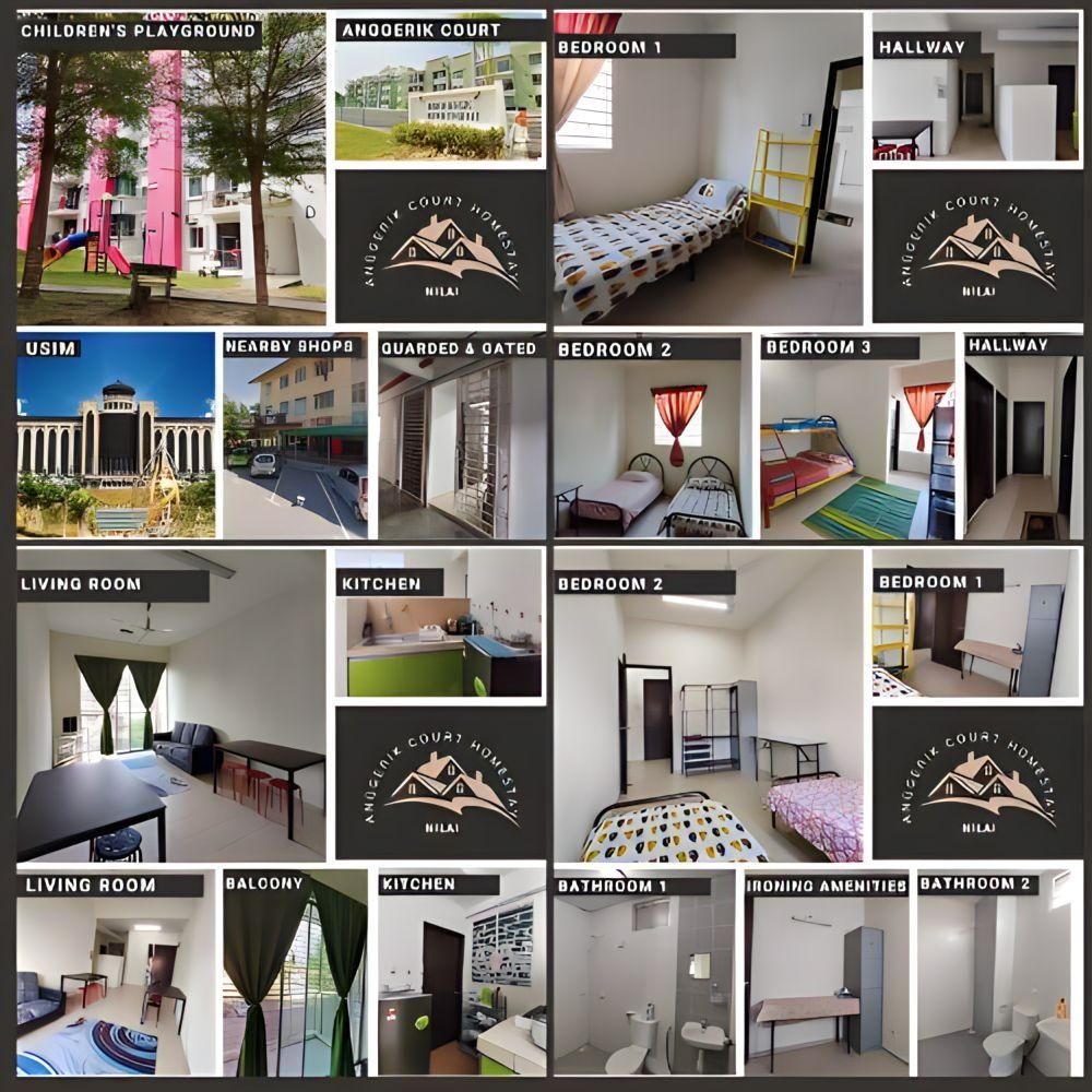 อพาร์ตเมนต์ 3 ห้องนอน 2 ห้องน้ำส่วนตัว ขนาด 980 ตร.ม. – ปุตรา นิไล/นิไล 3 (Homestay Nilai Anggerik Court (Bersebelahan USIM))1