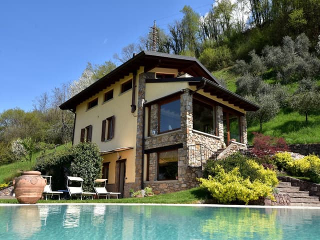 Flat in villa with pool and lake view