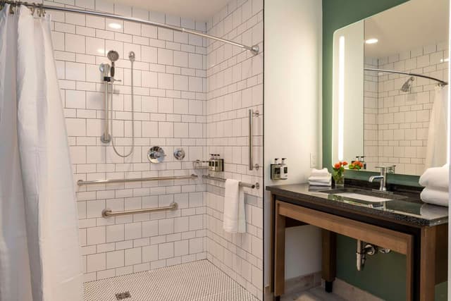 1 KING MOBILITY/HEARING ACC ROLL IN SHOWER