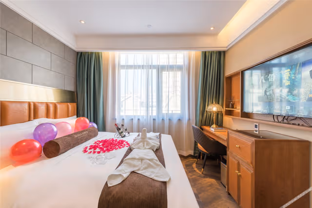Grand Romantic Wine Double Bed Room
