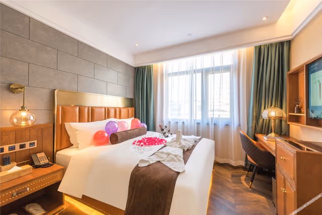 Grand Romantic Wine Double Bed Room