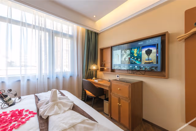 Grand Romantic Wine Double Bed Room