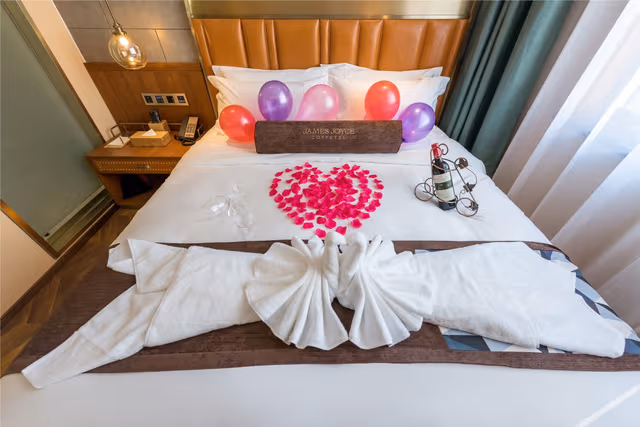 Grand Romantic Wine Double Bed Room