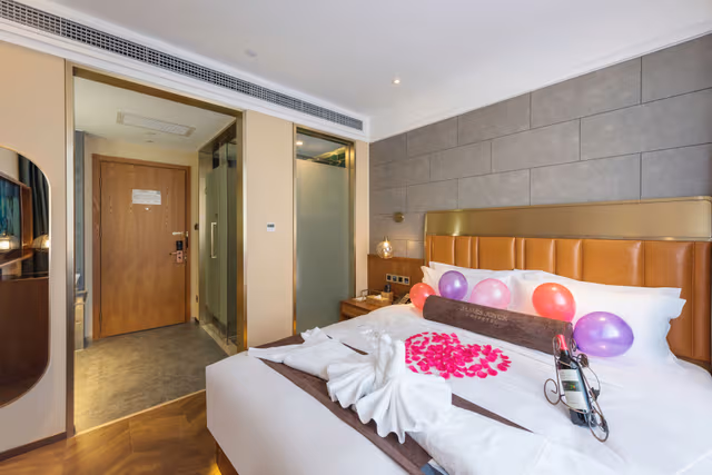 Grand Romantic Wine Double Bed Room