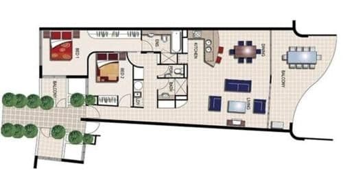 Two-Bedroom Apartment with Spa Bath and Water View