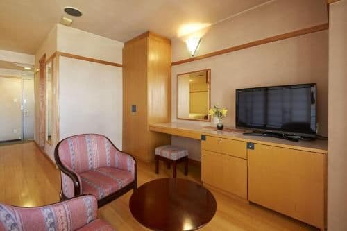 Family Room with Tatami Area with Beppu Bay View