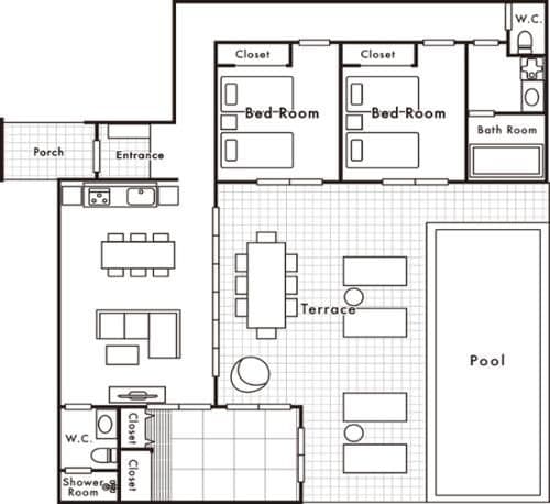 Deluxe Two-Bedroom Villa with Tatami Area and Private Pool
