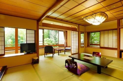 Japanese-Style Family Room with Open-Air Bath