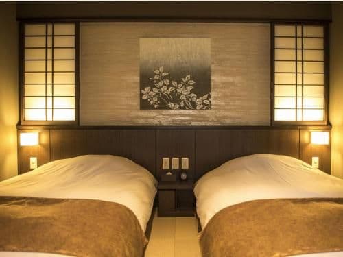 Standard Twin Room with Tatami Area with Open Air Bath and Garden View - Non-Smoking
