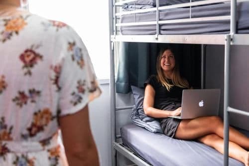 Bed in 8-Bed Female Dormitory Room with Bathroom