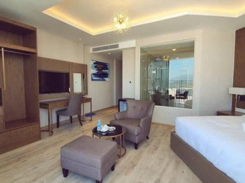 Grand studio panoramic city view with bathtub