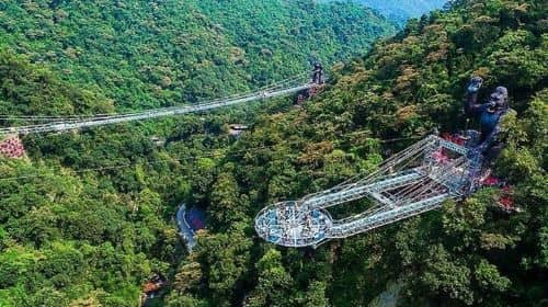 Gulong Gorge Skywalk Glass Bridge and Cave Fairyland Private Tour