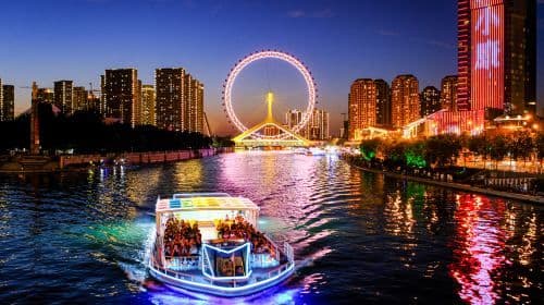 ทัวร์ล่องเรือชมแม่น้ำไห่เหอ ยามค่ำคืน ในเมืองเทียนจิน