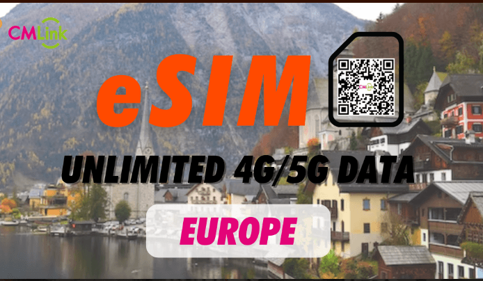Europe United Kingdom(UK) 41 Countries Unlimited Data 4G eSIM Roaming Data (QR Code Delivered via Email)