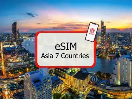 eSIM เอเชีย 7 ประเทศ 4G/5G เน็ตไม่อั้นรายวัน โดย Redtea Mobile