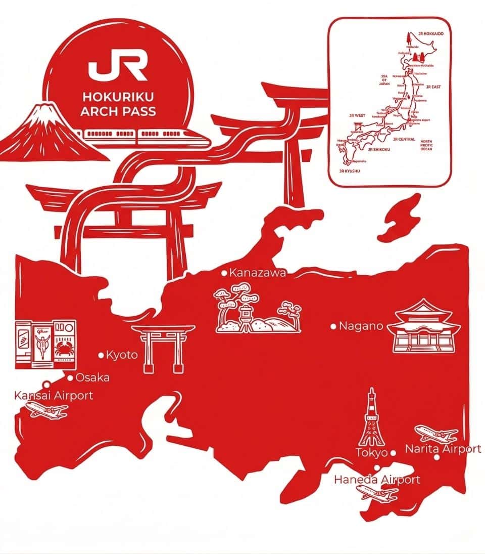 บัตรเดินทาง JR Hokuriku Arch Pass 7 วัน เที่ยวโตเกียว โฮคุริคุ โอซาก้า ไม่จำกัด (ใช้ได้ภายใน 90 วัน)3
