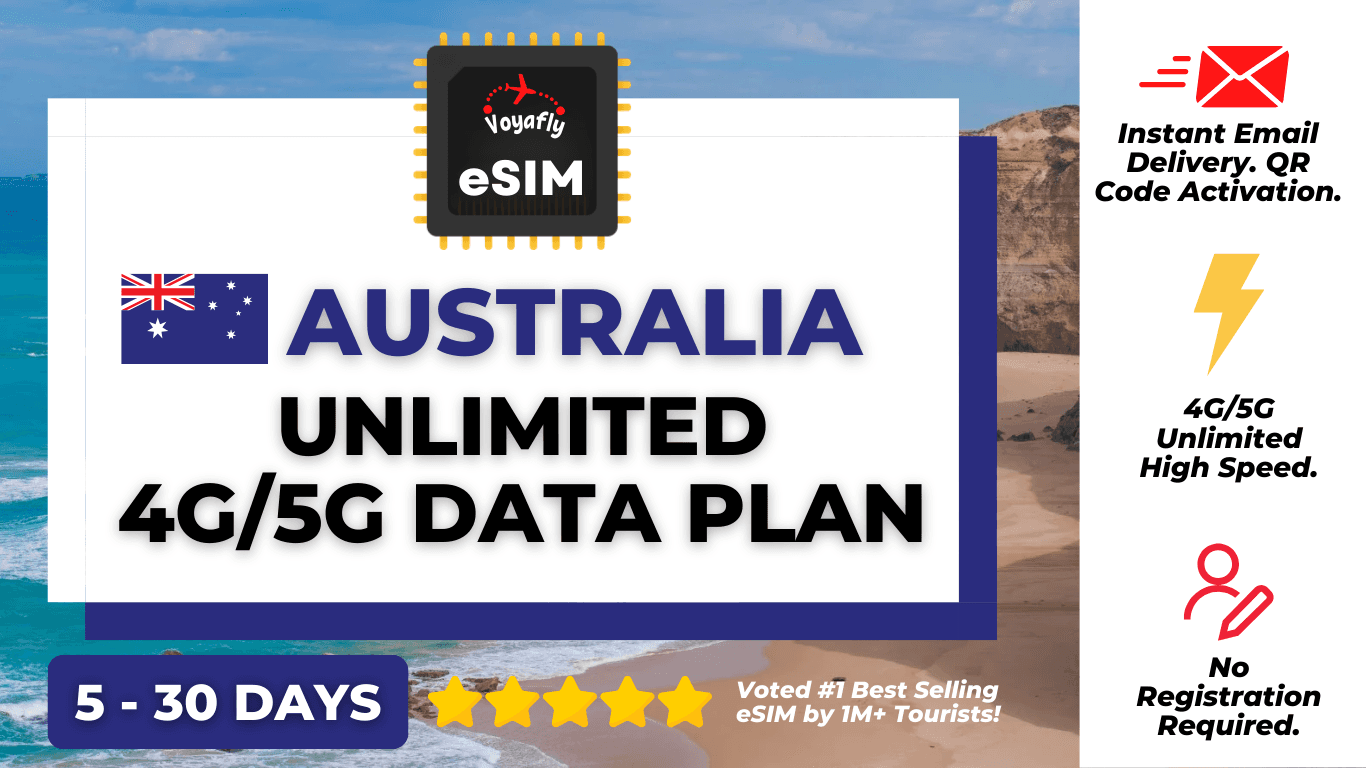 ออสเตรเลีย - ซิมการ์ดดาต้า 4G/5G แบบไม่จำกัด (eSIM)