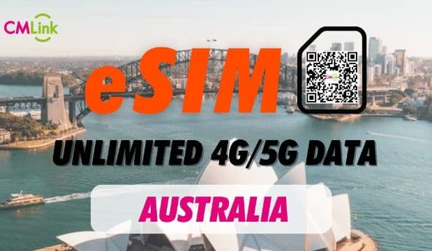 ซิมการ์ดดาต้า 4G แบบไม่จำกัดสำหรับออสเตรเลีย (eSIM) แบบโรมมิ่ง รับรหัส QR ผ่านอีเมล
