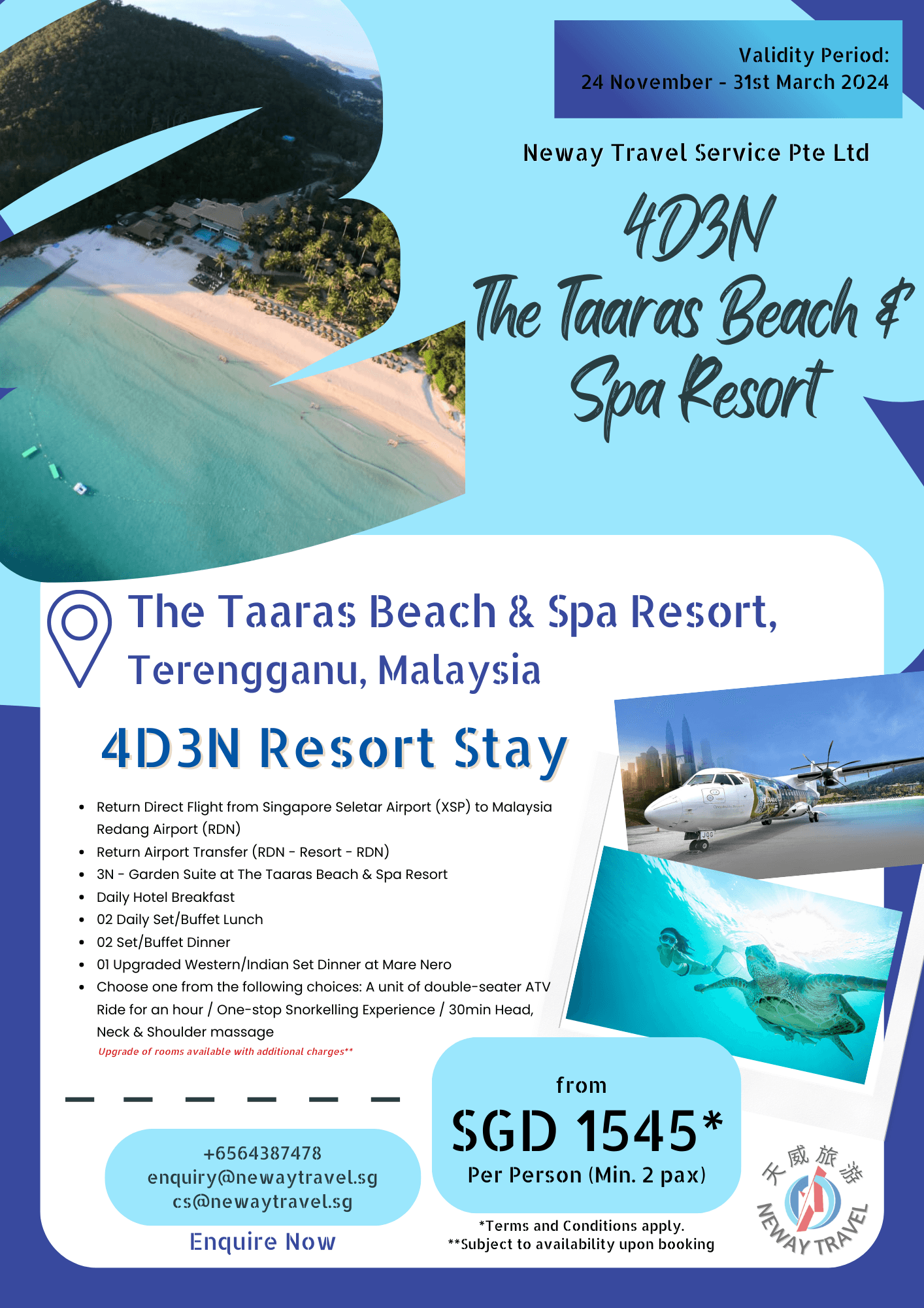 4D3N Taaras Beach & Spa Resort at Terengganu, Malaysia