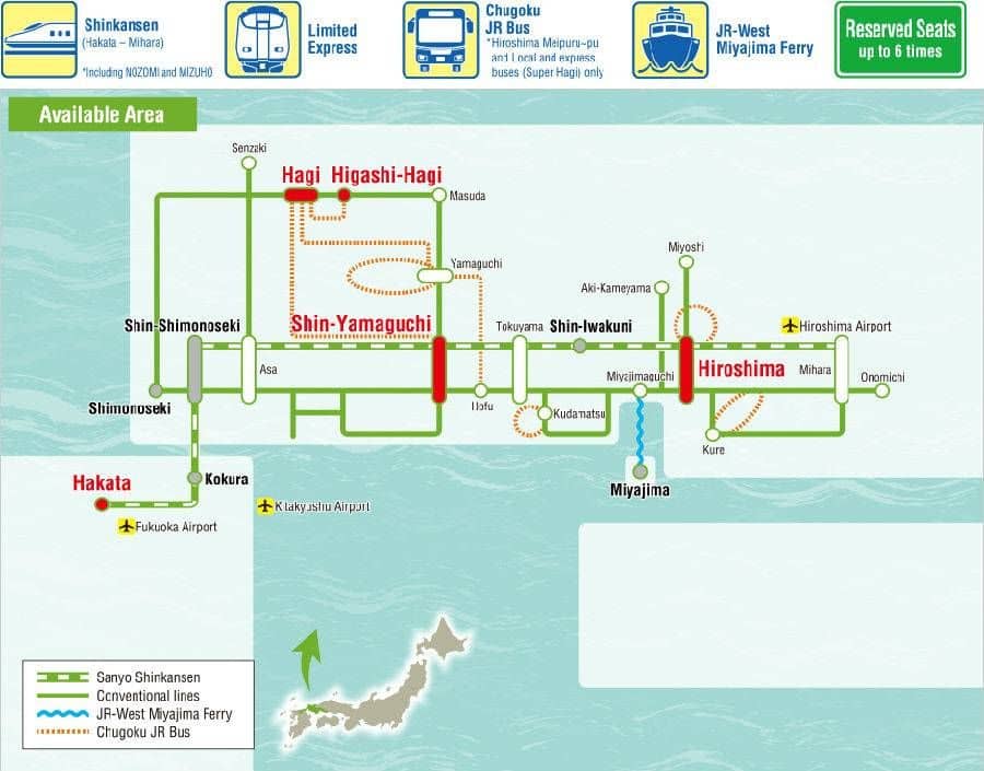 Hiroshima-Yamaguchi Area Pass 5 Day